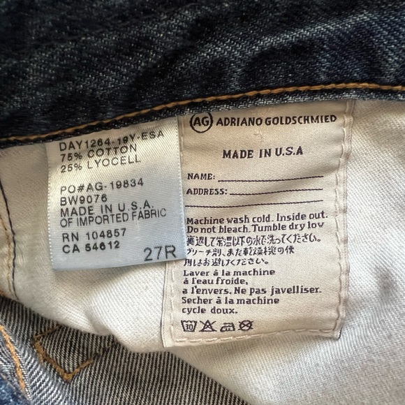 Ag Adriano Goldschmied Tomboy Relaxed Straight Leg Blue Jeans Made in USA 27R - Picture 12 of 16